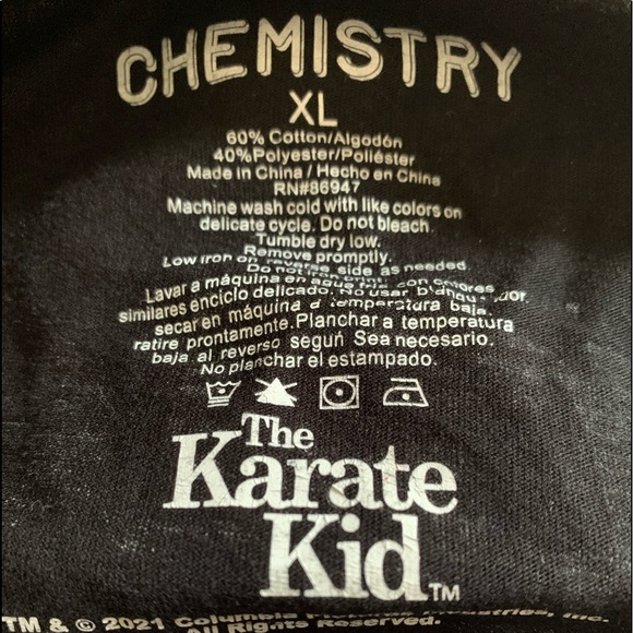 New CHEMISTRY The Karate Kid Long Sleeve Black Tee Shirt Mens XL - Picture 4 of 8